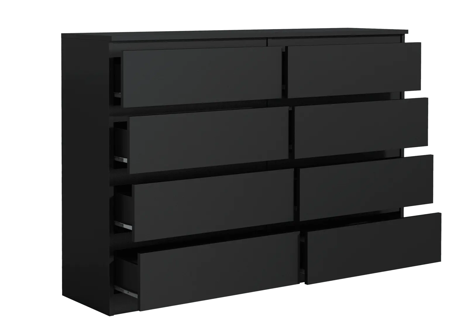 Komoda_8_SZ_140_black_mat_open_diag