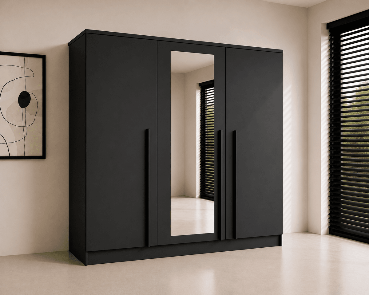 pro-meubels-kledingkast-istanbul-150cm-zwart-mat-spiegel