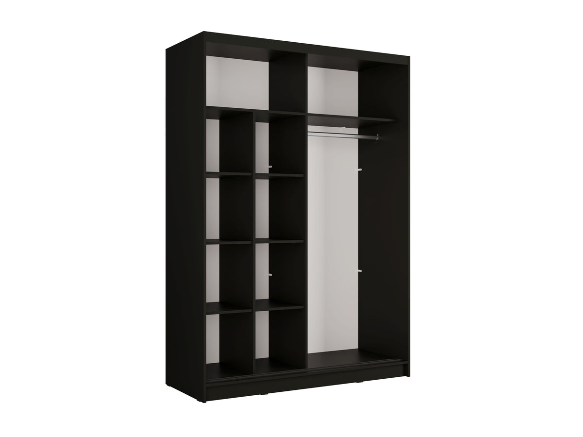 Kledingkast Alicante - Zwart mat -Eiken - Met spiegel - 150cm x 215cm
