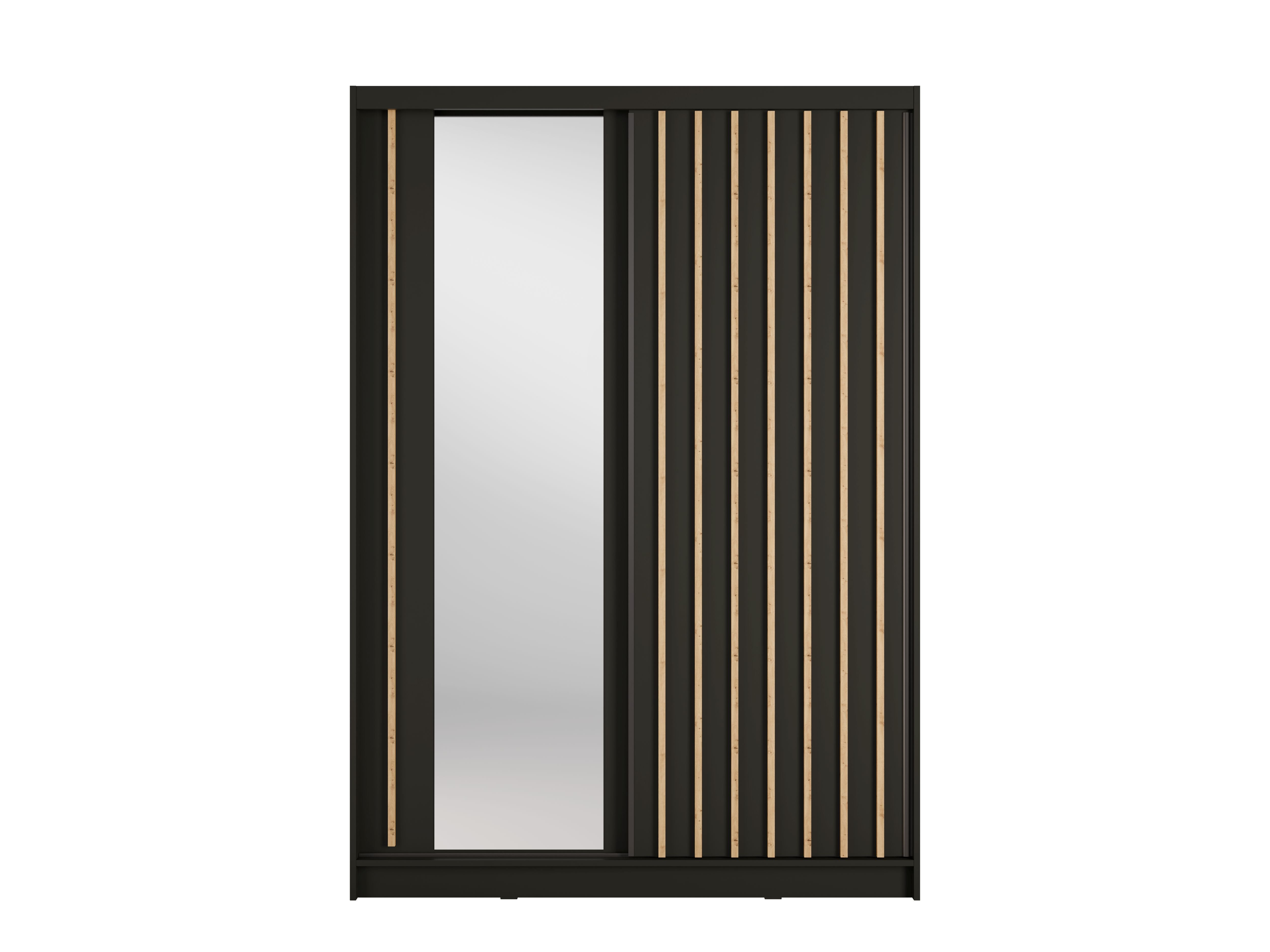Kledingkast Alicante - Zwart mat -Eiken - Met spiegel - 150cm x 215cm