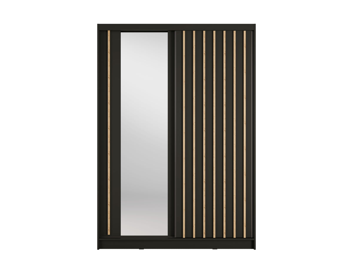 Kledingkast Alicante - Zwart mat -Eiken - Met spiegel - 150cm x 215cm